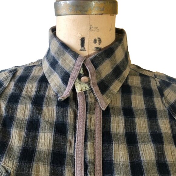 English Laundry Blaque label by Christopher Wicks 100% cotton checkered shirt - Picture 3 of 16